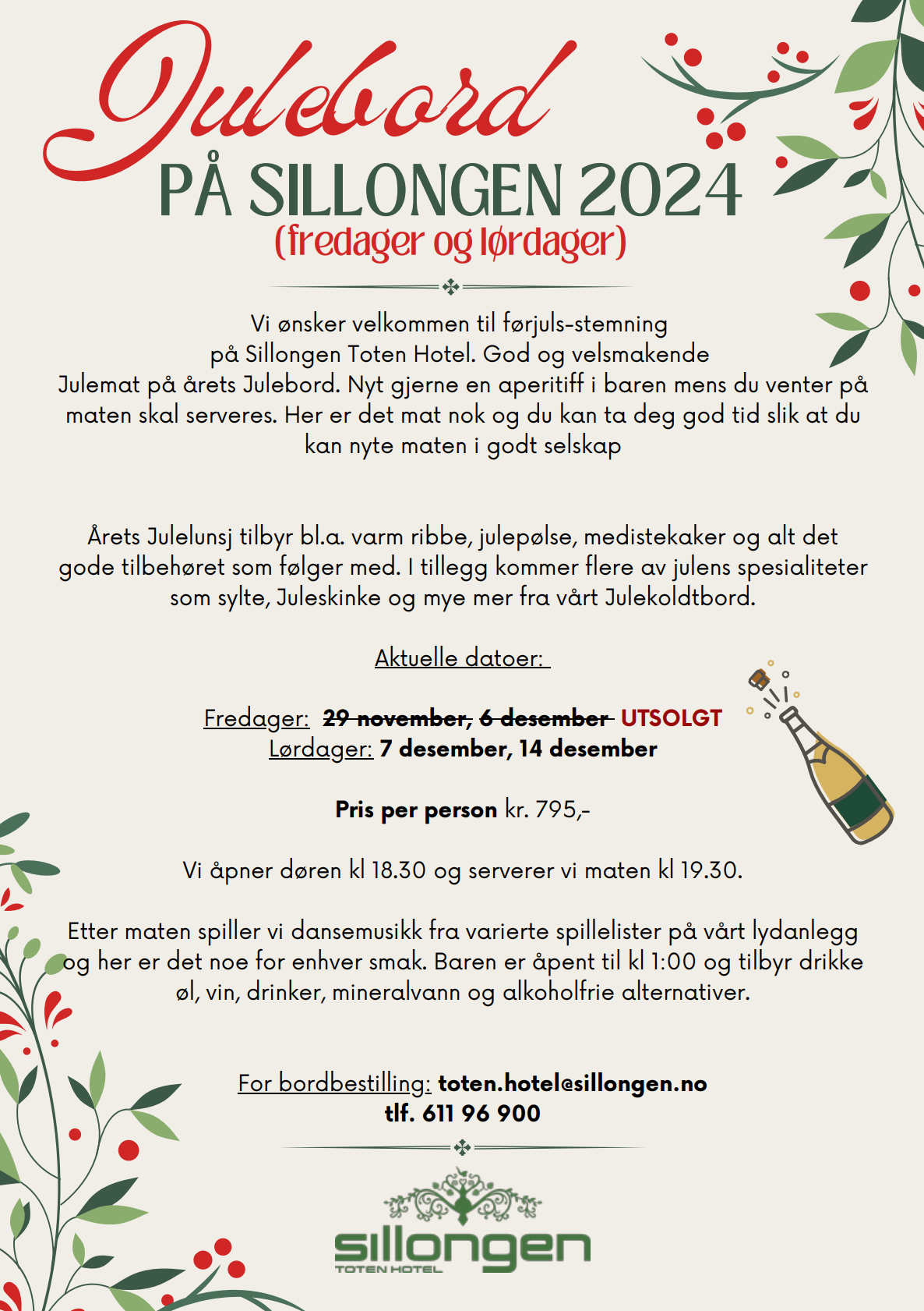 Julemeny (fredag og lørdag)